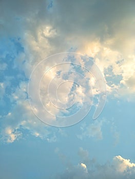 Blank space of white clouds and blue sky background. photo